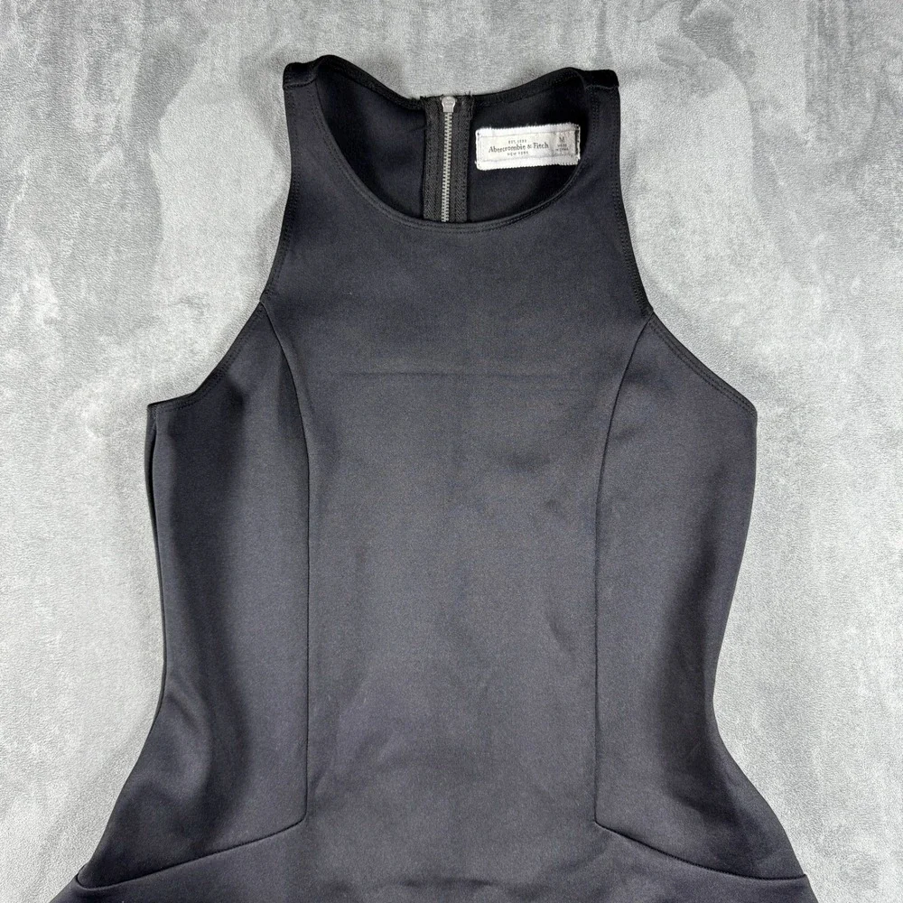 Abercrombie & Fitch Black Fit and Flare Scuba‎ Dress Medium Racerback Zip Back